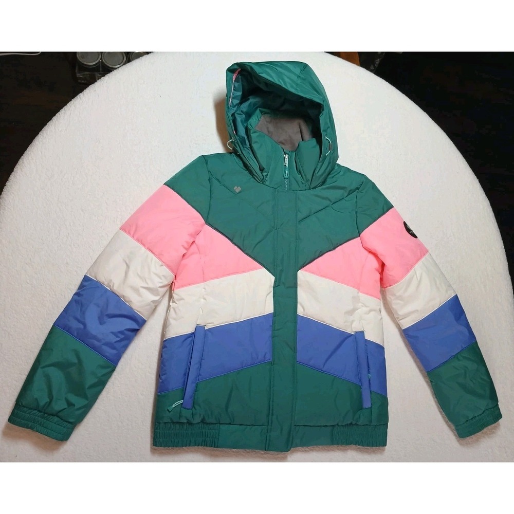 Obermeyer Womens Jacqueline Ski Jacket w/ Hood Green Pink White Size 4